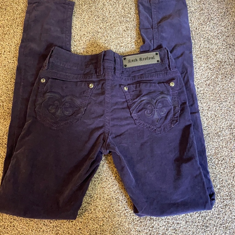 Rock Revival corduroy plum straight leg pants